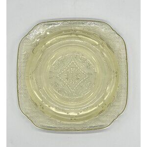 Vintage Amber Federal Glass Madrid Square Footed Bread/Dessert Plate